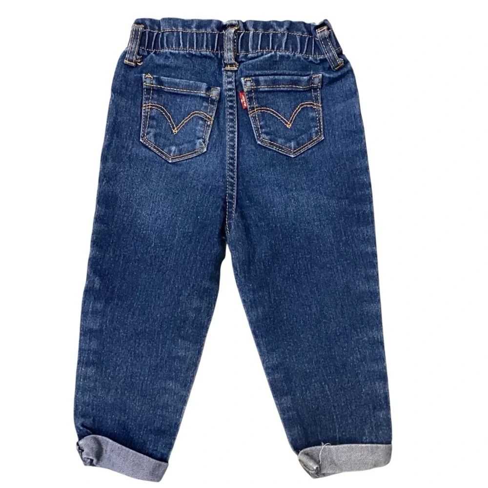 Levi’s Toddler Girl Cuffed Loose Fit Elastic‎ Waistband Jeans, 18 Months